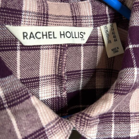 Rachel Hollis plaid pink and purple button down long sleeve‎ shirt size 10 - Picture 2 of 5